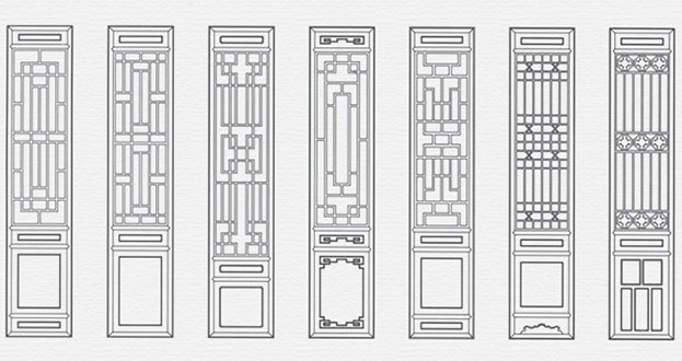 峨蔓镇常用中式仿古花窗图案隔断设计图